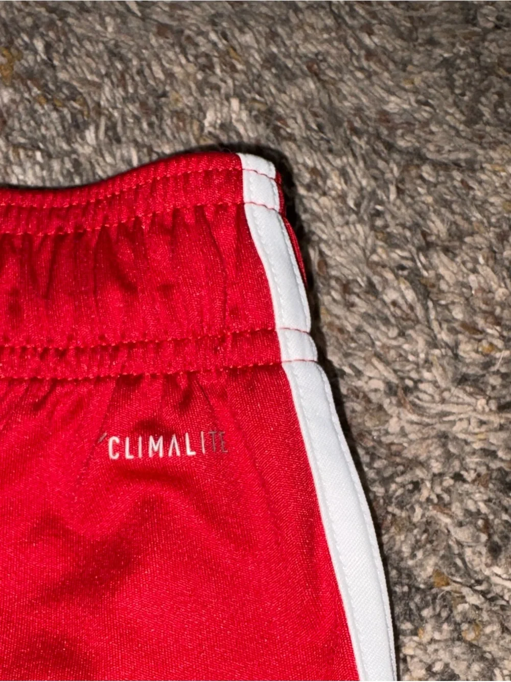 adidas Red Athletic Shorts with White Trim - Picture 4 of 6